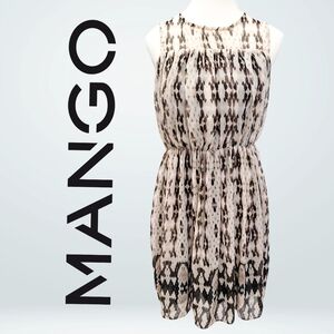 Mango White and Brown Sleeveless Mini Sundress Size 4